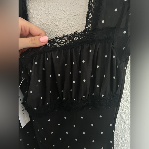 Top Shop NWT Black and White Polka Dot Mini Dress - Picture 5 of 6